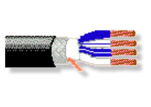 BELDEN1172AG7X1000 Model 1172A Multi-Conductor, Four-Conductor Star Quad, Low-Impedance Cable, Blue-Matte Color; 26 AWG stranded (30x40) high-conductivity BC conductors; Polyethylene insulation; Tinned copper 